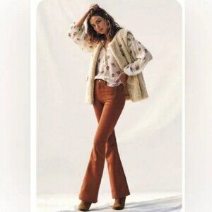 Anthropologie Pilcro High Waist Skinny Bootcut Warm Rust Brown Jeans Size 27